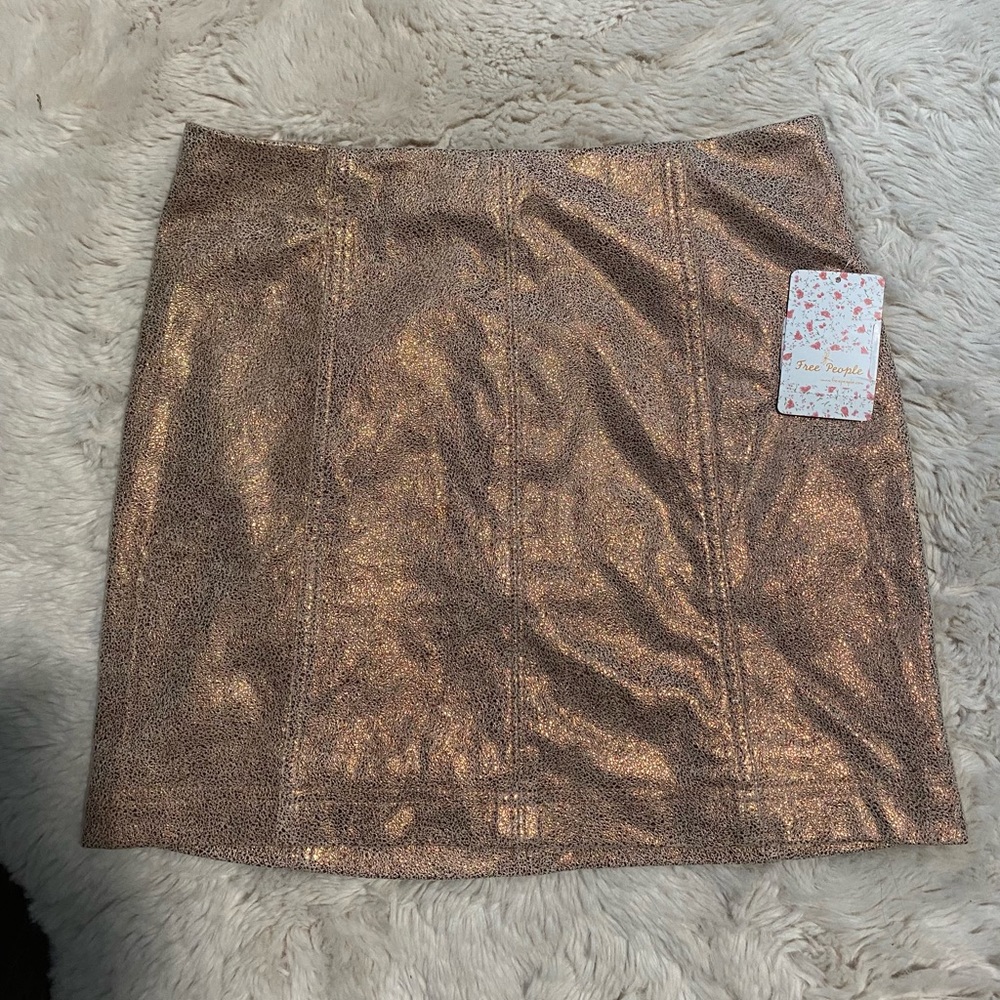 free people rose gold metallic skirt